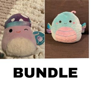 7.5” Minya the mushroom and 10” Heather the Dragonfly